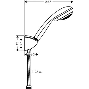 Zestaw uchwytu prysznicowego Hansgrohe Crometta 85 Vario, chrom, z wymiarami.