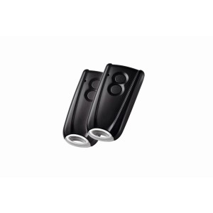 Dwa czarne piloty do bram garażowych