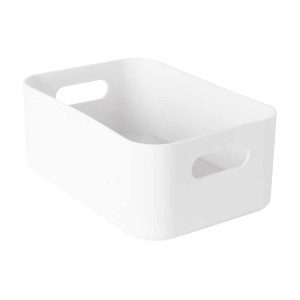 Biały organizer łazienkowy t.b.t. z uchwytami.