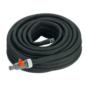 Zwinięty wąż kroplujący Gardena 15 m. Wąż do nawadniania rzędów roślin z zaworem ręcznym.