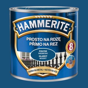 Ciemnoniebieska farba antykorozyjna Hammerite do metalu, puszka.