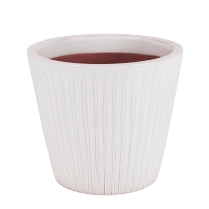 Donica Stripes szkliwiona biała - 33x28 cm