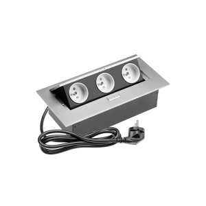 Wpuszczany rozgałęziacz t.b.t. z 3 gniazdami i kablem zasilającym.