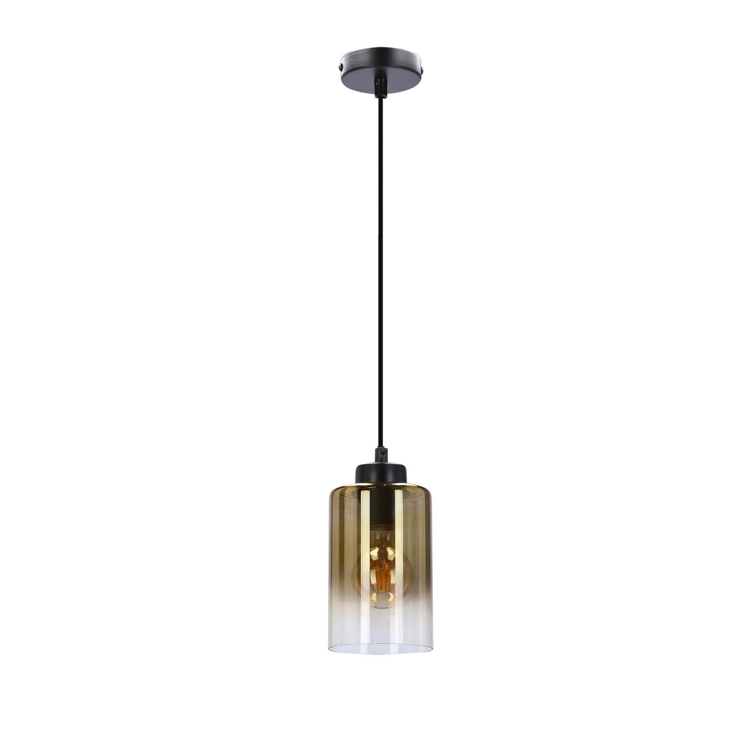 Candellux Lampa wisząca APRA 1xE27 60W czarna+klosz bursztynowy