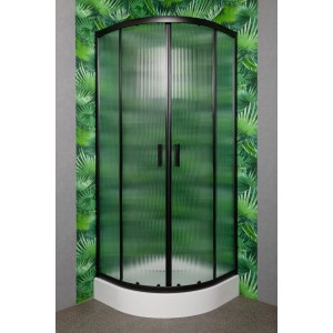 Kabina półokrągła Soho czarna ryflowana 6mm 205x80x80