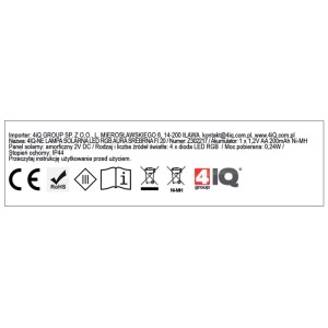 4iQ Lampa solarna AURA RGB śr. 20 cm czarna