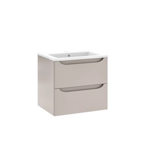 Szafka pod umywalkę t.b.t. w kolorze taupe z dwiema szufladami.