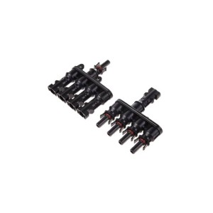 Czarny łącznik Y t.b.t. do systemów fotowoltaicznych, do równoległego łączenia modułów solarnych.