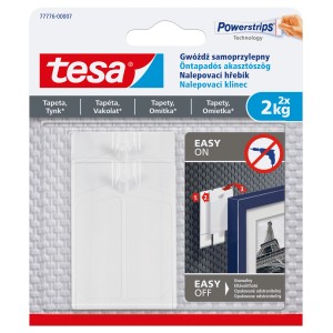 Tesa Powerstrips gwóźdź samoprzylepny do tapet i tynku, 2 kg, 2 sztuki, samoprzylepny.
