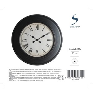 Splendid Zegar ścienny EGGERS śr. 75 cm ciemnobrązowy