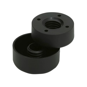 Dwu częściowy, czarny ślizg poziomujący Hettich do przykręcania, z regulacją wysokości.