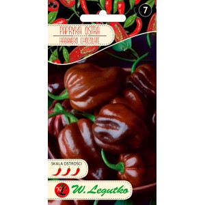 Opakowanie nasion: Papryka Chocolate Habanero, ostre nasiona warzyw do ogrodu.