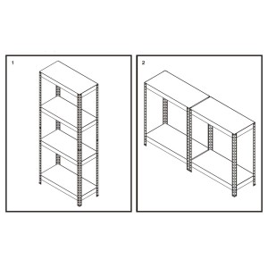 Regał magazynowy czarny, udźwig 175 kg, dwa warianty montażu przedstawione jako szkic.