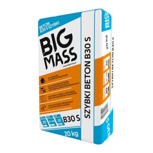 Big Mass Szybki beton B30 S, worek 20kg do szybkich napraw i łatania.
