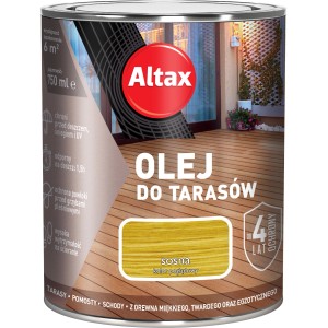 Puszka oleju do tarasów Altax, odcień sosna, do tarasów drewnianych, chroni przed warunkami atmosferycznymi i promieniowaniem UV.