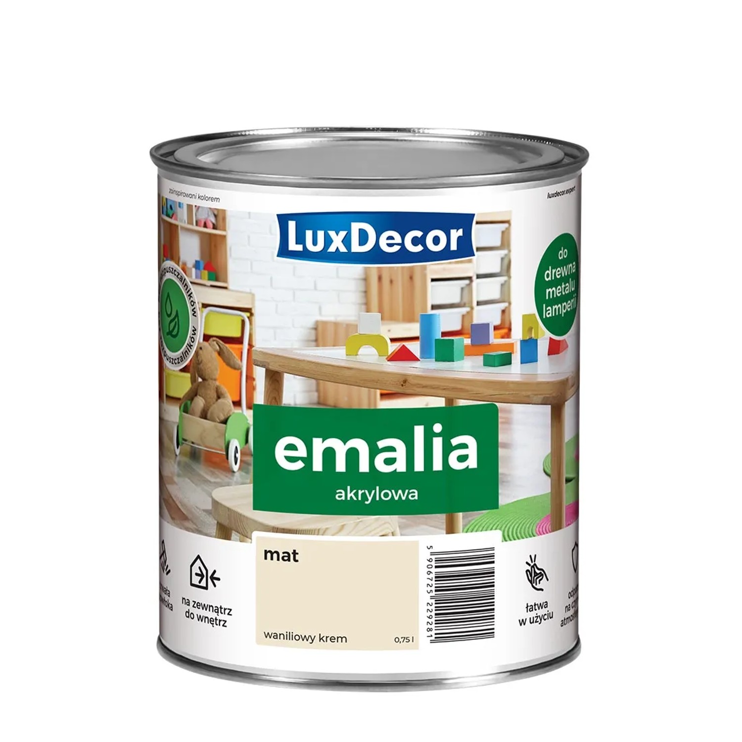 Emalia akrylowa LuxDecor waniliowy krem mat 0,75L