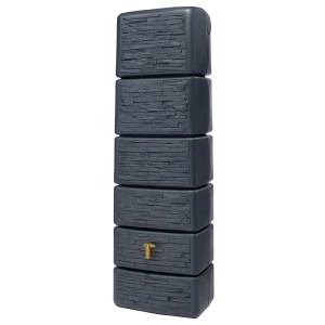 Zbiornik na deszczówkę 4rain Slim Stone Decor, 330 l, szary z kranem.