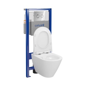 Zestaw WC t.b.t. ze stelażem podtynkowym i miską wiszącą.