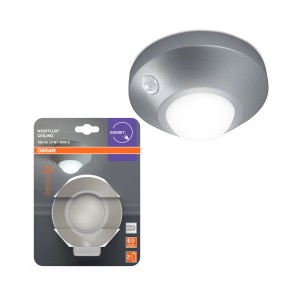 Osram LED Nightlux Ceiling lampka nocna, kolor srebrny, z czujnikiem ruchu i opakowaniem.