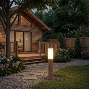 Goldlux Lampa ogrodowa słupek LIVIA 1xE27 10W IP44 50cm imitacja drewna