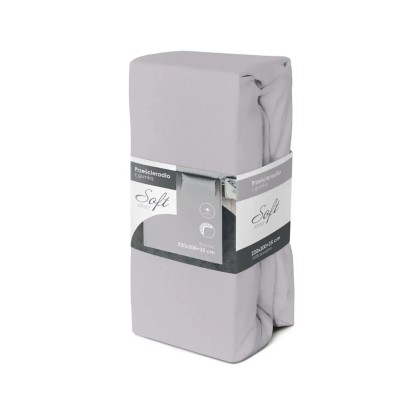 Prześcieradło bawełniane 220 x 200 cm + 25 cm JERSEY z gumką jasnoszare