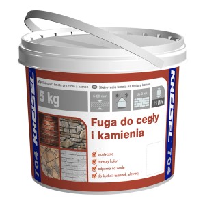 Wiadro fugi do płytek do cegieł i kamienia, 5 kg. Nadaje się do kuchni, łazienek i elewacji.