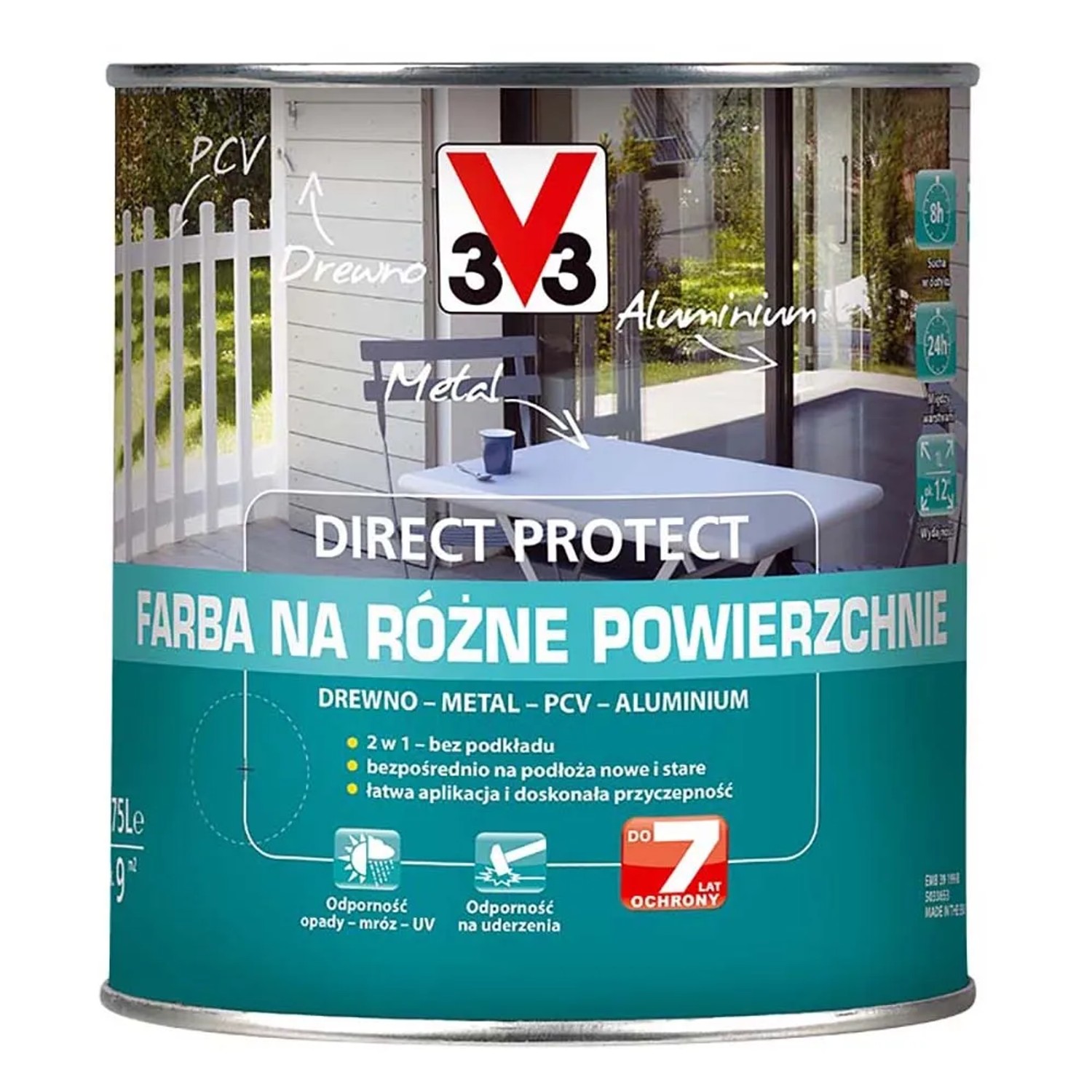 V33 Direct Protect Farba na różne powierzchnie szary alpejski 750 ml