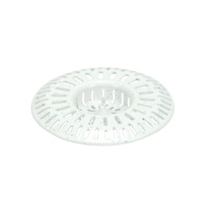 Biały wkład sitkowy t.b.t. do syfonu umywalkowego z otworami.