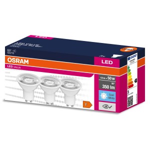 Zestaw 3 żarówek LED GU10 Osram, 4.5W, zimna biel
