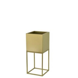 Złoty stojak na kwiaty t.b.t. w nowoczesnym stylu do wnętrz.