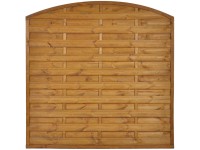 Sobex Płot pełny Nole z łukiem złoty dąb - 180 x 180/160 cm