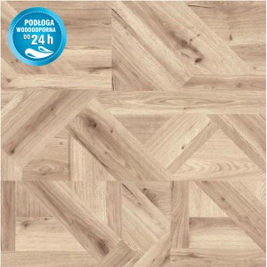 Zbliżenie: Laminat Masterfloor Dąb Milano Reale, grubość 8 mm, podłoga panelowa o wyglądzie dębu.