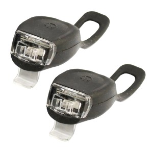 Zestaw dwóch czarnych lampek rowerowych do kierownicy i akcesoriów.