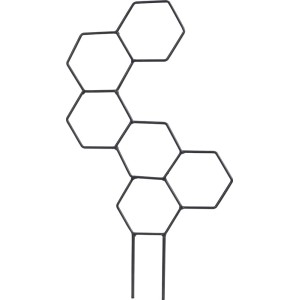 Czarna podpórka do roślin o strukturze plastra miodu, dekoracyjny dodatek do doniczek.