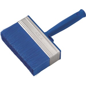 Niebieski pędzel blokowy do farb, lakierów i bejc.