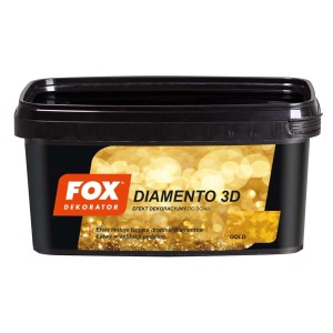 Farba efektowa Fox Diamanto 3D Złota w czarnym pojemniku.