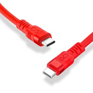Czerwony kabel t.b.t. USB-C do akcesoriów telefonicznych.