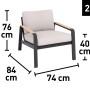Fotel wypoczynkowy Branford, zestaw 2 szt., aluminium/stal, antracyt/beż, z wymiarami
