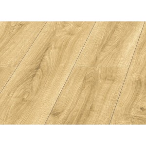 Jasne panele podłogowe laminowane t.b.t. z efektem drewna.
