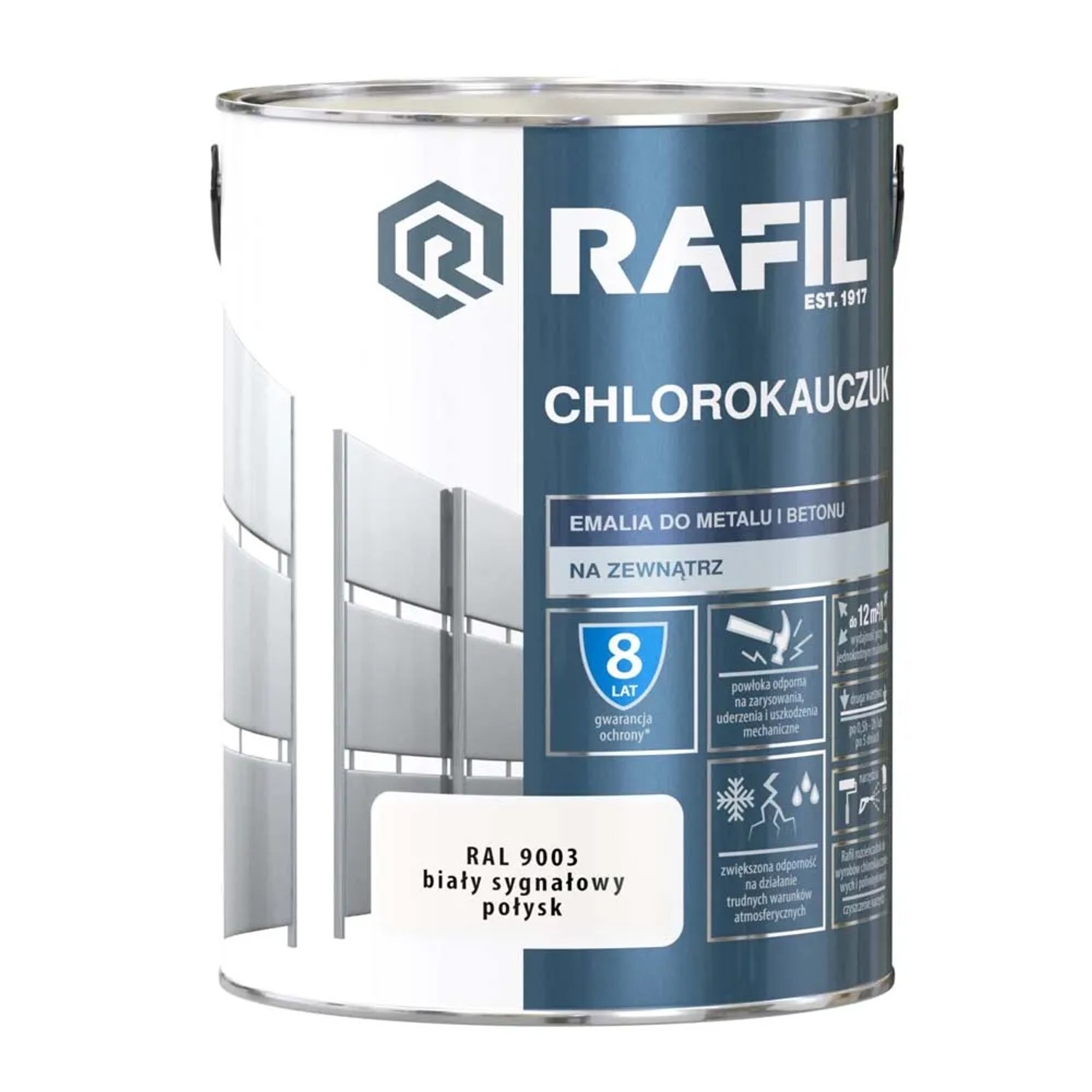 Emalia Rafil chlorokauczukowa biała RAL9003 5L