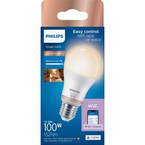 Żarówka LED E27 Philips, inteligentne sterowanie przez aplikację, regulowana barwa światła.