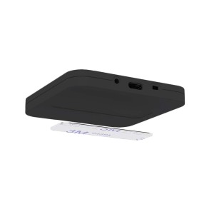 Czarna lampa podszafkowa t.b.t. z paskiem samoprzylepnym dla łatwego montażu.