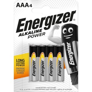 Baterie Energizer AAA, opakowanie 4 szt., bateria alkaliczna do urządzeń o niskim poborze mocy.