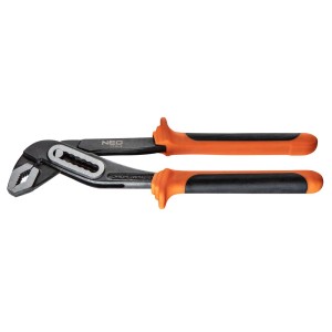 Klucz do rur NEO Tools z pomarańczowo-czarną rękojeścią. Narzędzie do instalacji rur.