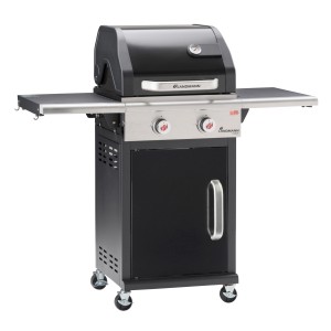 Landmann Grill gazowy Triton PTS 2.0, 2 palniki, czarny. Kompaktowy grill z termometrem i półkami bocznymi.
