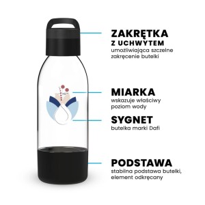 Dafi Butelka do saturatora PushAir Kwiaty czarna z uchwytem - 0,5 l