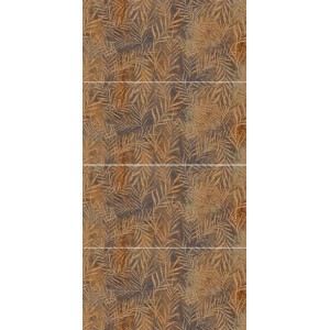 Płytka dekoracyjna z brązowym wzorem liści palmowych na ściany i podłogi.