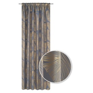 Dekoracyjna zasłona ze złotym wzorem liści do dekoracji okien.