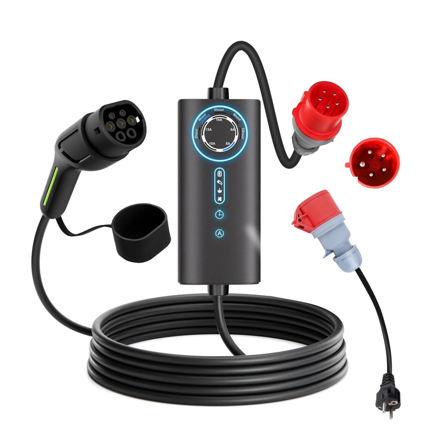 Junsun Ładowarka EV 11 kW 8 m Kabel Typ 2 3-fazowy 6-16A z Adapter