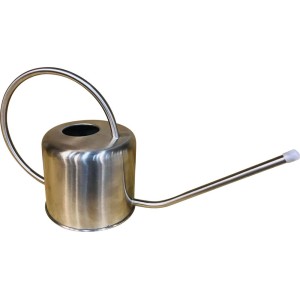 Konewka t.b.t. ze stali nierdzewnej z długim dzióbkiem i okrągłym uchwytem.